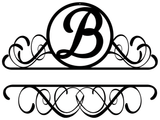 Fancy Split Name with Initial Monogram