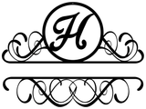 Fancy Split Name with Initial Monogram