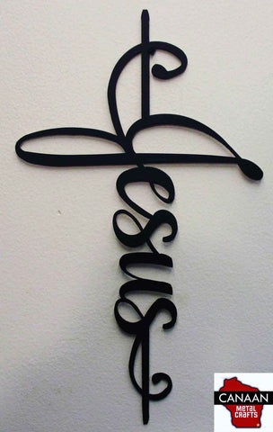Script Style Cross JESUS SCRIPT CROSS – Canaan Metal Crafts