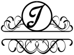 Fancy Split Name with Initial Monogram