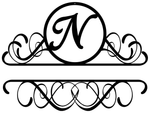 Fancy Split Name with Initial Monogram