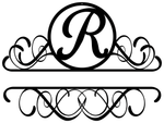 Fancy Split Name with Initial Monogram