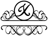 Fancy Split Name with Initial Monogram