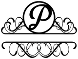 Fancy Split Name with Initial Monogram